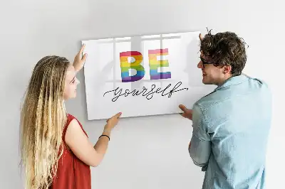 Magnetisch glazen schrijfbord met de tekst Wees jezelf