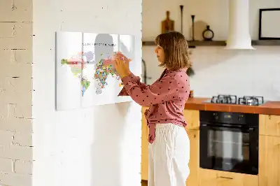 Beschrijfbaar glazen magneetbord met design van kaart met vlaggen
