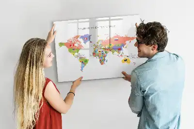 Beschrijfbaar glazen magneetbord met design van kaart met vlaggen