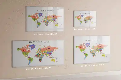 Beschrijfbaar glazen magneetbord met design van kaart met vlaggen