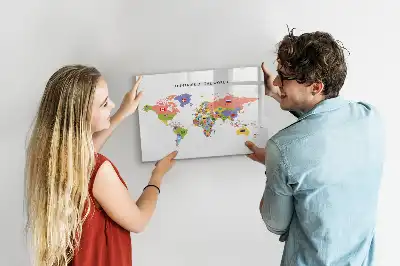 Beschrijfbaar glazen magneetbord met design van kaart met vlaggen