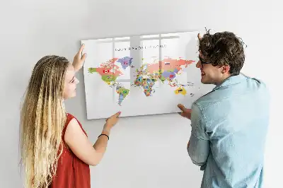 Beschrijfbaar glazen magneetbord met design van kaart met vlaggen
