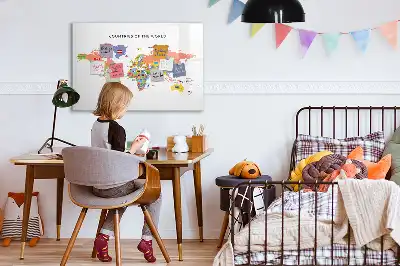 Beschrijfbaar glazen magneetbord met design van kaart met vlaggen