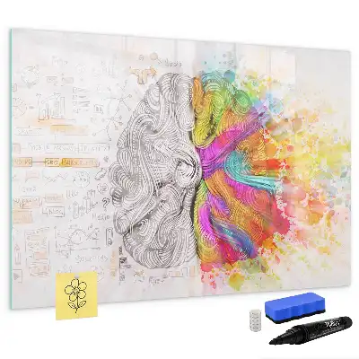 Magnetisch glazen schrijfbord met abstracte print Brein