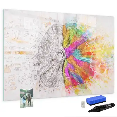 Magnetisch glazen schrijfbord met abstracte print Brein