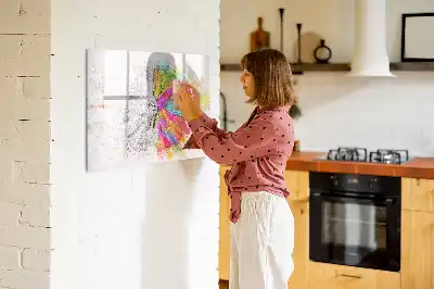 Magnetisch glazen schrijfbord met abstracte print Brein