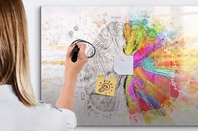 Magnetisch glazen schrijfbord met abstracte print Brein