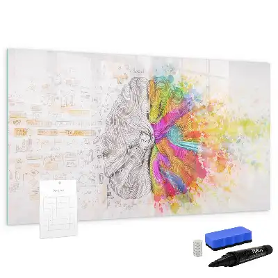 Magnetisch glazen schrijfbord met abstracte print Brein