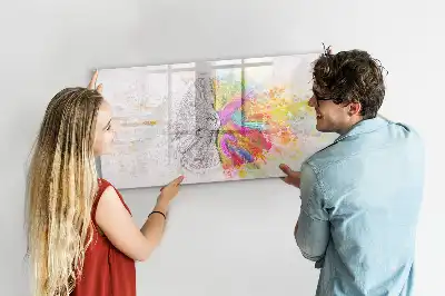 Magnetisch glazen schrijfbord met abstracte print Brein