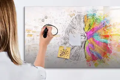 Magnetisch glazen schrijfbord met abstracte print Brein