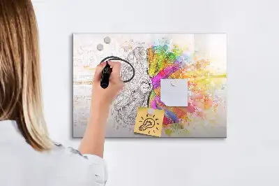 Magnetisch glazen schrijfbord met abstracte print Brein