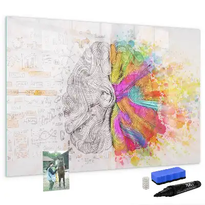 Magnetisch glazen schrijfbord met abstracte print Brein