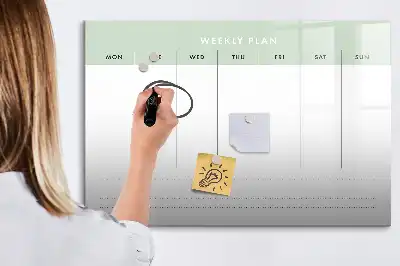 Weekplanner van glas beschrijfbaar magneetbord met design