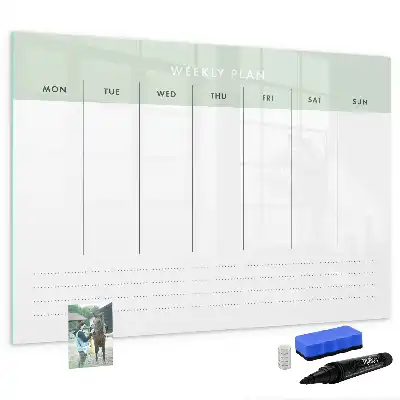 Weekplanner van glas beschrijfbaar magneetbord met design