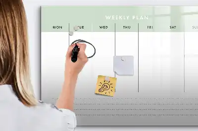 Weekplanner van glas beschrijfbaar magneetbord met design