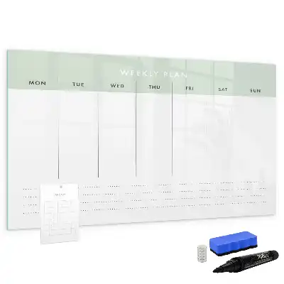 Weekplanner van glas beschrijfbaar magneetbord met design