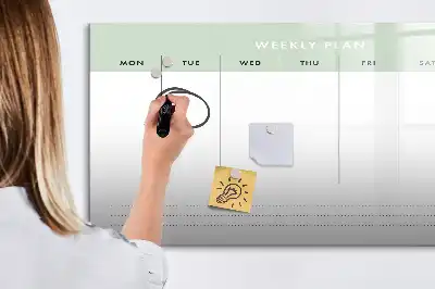 Weekplanner van glas beschrijfbaar magneetbord met design