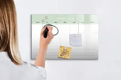 Weekplanner van glas beschrijfbaar magneetbord met design
