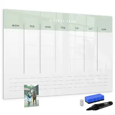 Weekplanner van glas beschrijfbaar magneetbord met design
