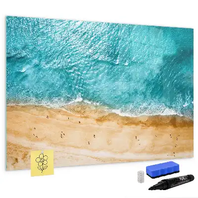 Magnetisch glazen schrijfbord met zeestrand en mensen