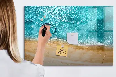 Magnetisch glazen schrijfbord met zeestrand en mensen