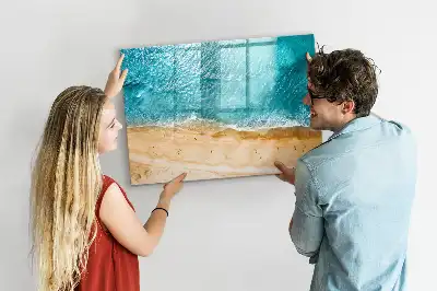 Magnetisch glazen schrijfbord met zeestrand en mensen