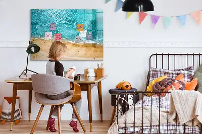 Magnetisch glazen schrijfbord met zeestrand en mensen
