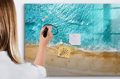 Magnetisch glazen schrijfbord met zeestrand en mensen