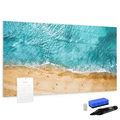 Magnetisch glazen schrijfbord met zeestrand en mensen