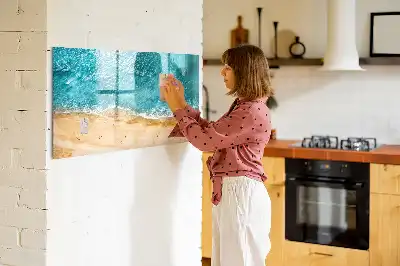 Magnetisch glazen schrijfbord met zeestrand en mensen