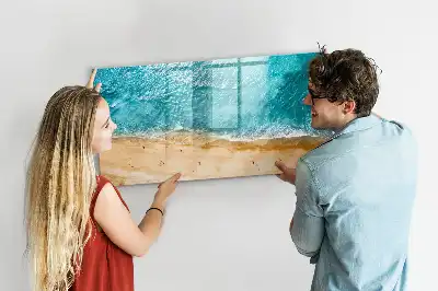 Magnetisch glazen schrijfbord met zeestrand en mensen
