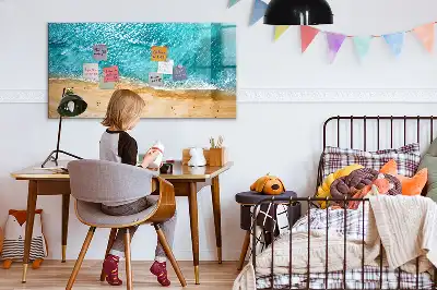 Magnetisch glazen schrijfbord met zeestrand en mensen