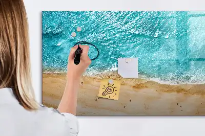 Magnetisch glazen schrijfbord met zeestrand en mensen