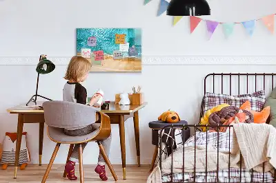 Magnetisch glazen schrijfbord met zeestrand en mensen