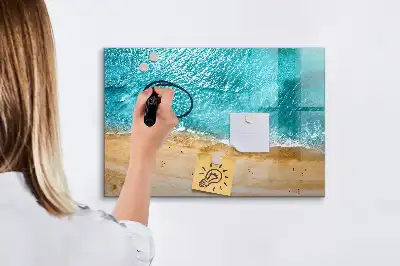 Magnetisch glazen schrijfbord met zeestrand en mensen