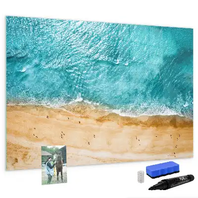 Magnetisch glazen schrijfbord met zeestrand en mensen