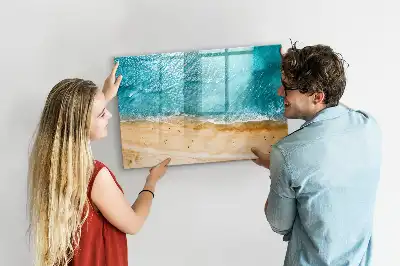 Magnetisch glazen schrijfbord met zeestrand en mensen