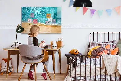 Magnetisch glazen schrijfbord met zeestrand en mensen