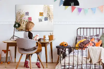 Beschrijfbaar glazen magneetbord met motief van exotische bladeren