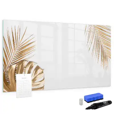 Beschrijfbaar glazen magneetbord met motief van exotische bladeren