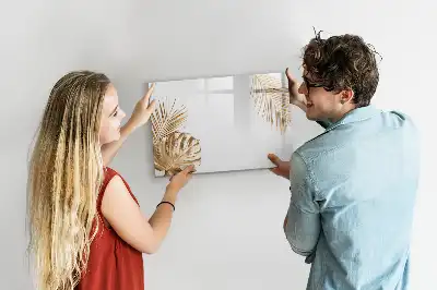 Beschrijfbaar glazen magneetbord met motief van exotische bladeren