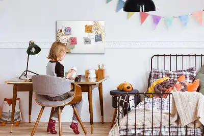 Beschrijfbaar glazen magneetbord met motief van exotische bladeren