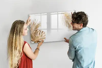 Beschrijfbaar glazen magneetbord met motief van exotische bladeren