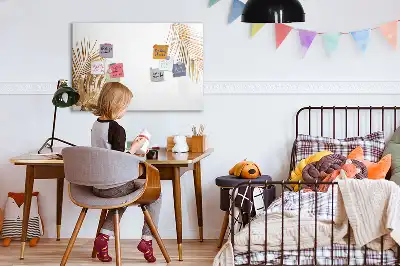 Beschrijfbaar glazen magneetbord met motief van exotische bladeren