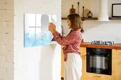 Beschrijfbaar glazen magneetbord met design geschilderde vlekken