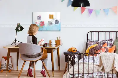 Beschrijfbaar glazen magneetbord met design geschilderde vlekken
