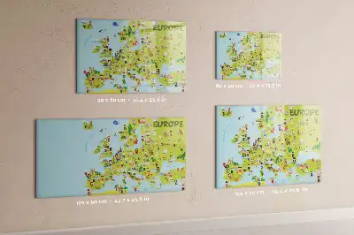 Magnetisch glazen schrijfbord met wereldkaart en vlaggen decoratief bord voor notities en foto's