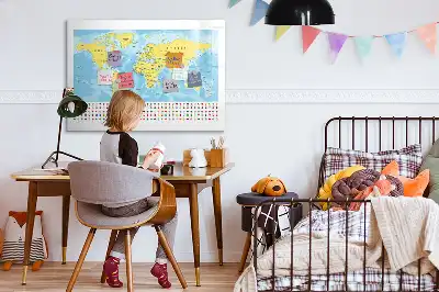 Glazen magneetbord wereldkaart beschrijfbaar designbord