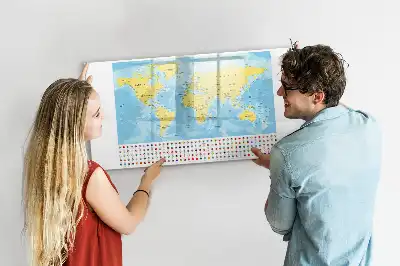 Glazen magneetbord wereldkaart beschrijfbaar designbord