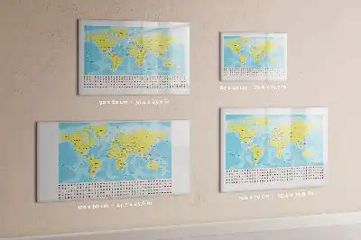 Glazen magneetbord wereldkaart beschrijfbaar designbord
